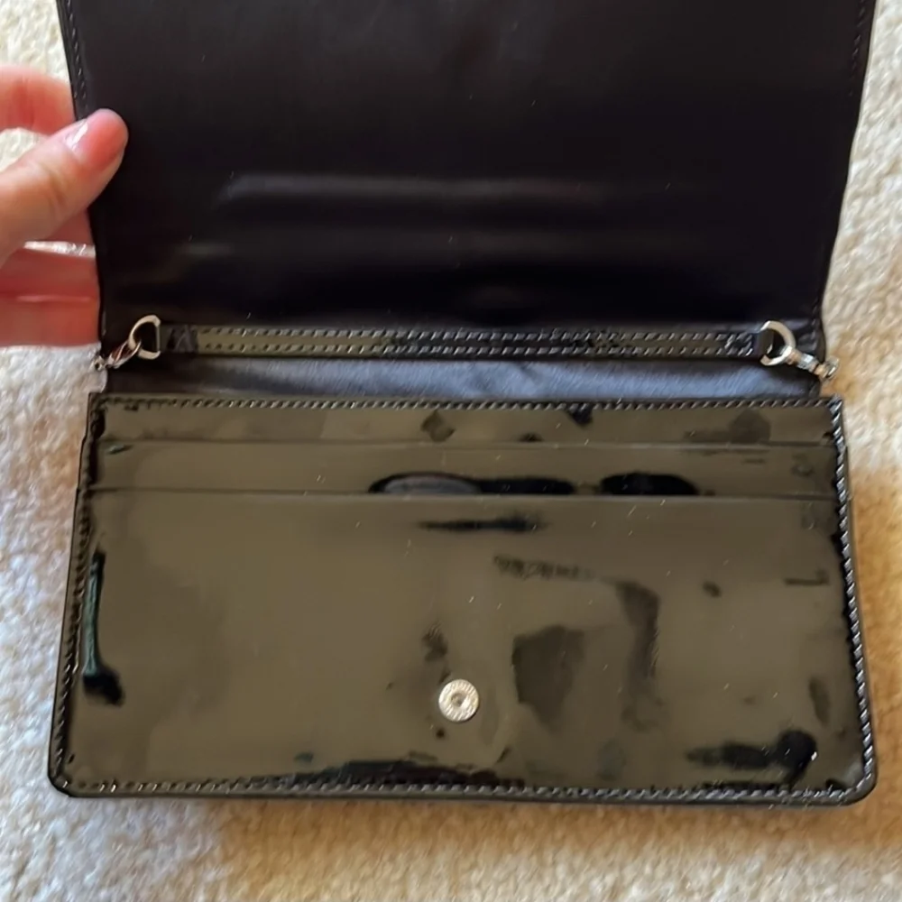 NWT Coach Black Crossbody Clutch with Chain Strap & Multiple Card Slots VINTAGE